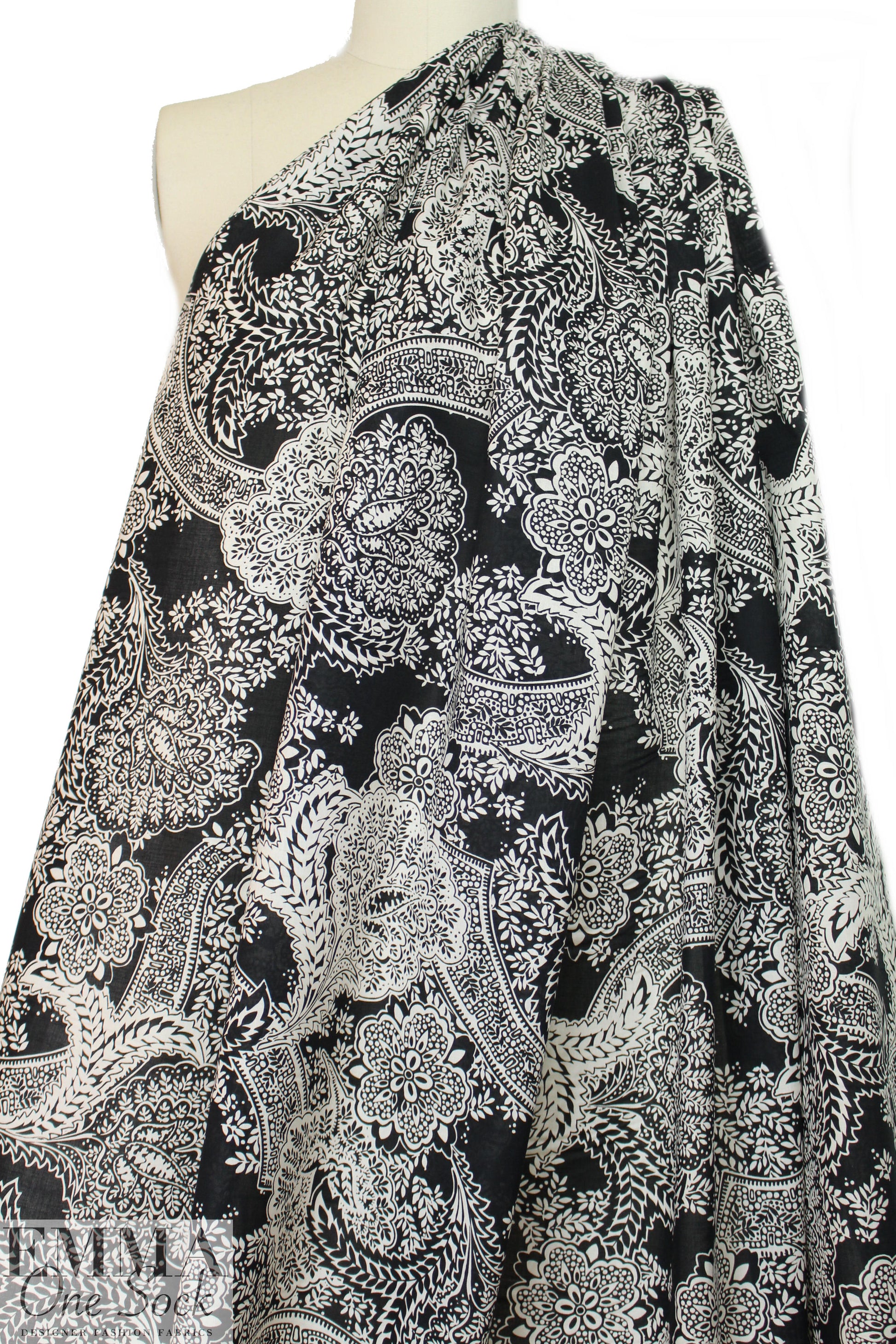 Italian decorative paisley cotton voile