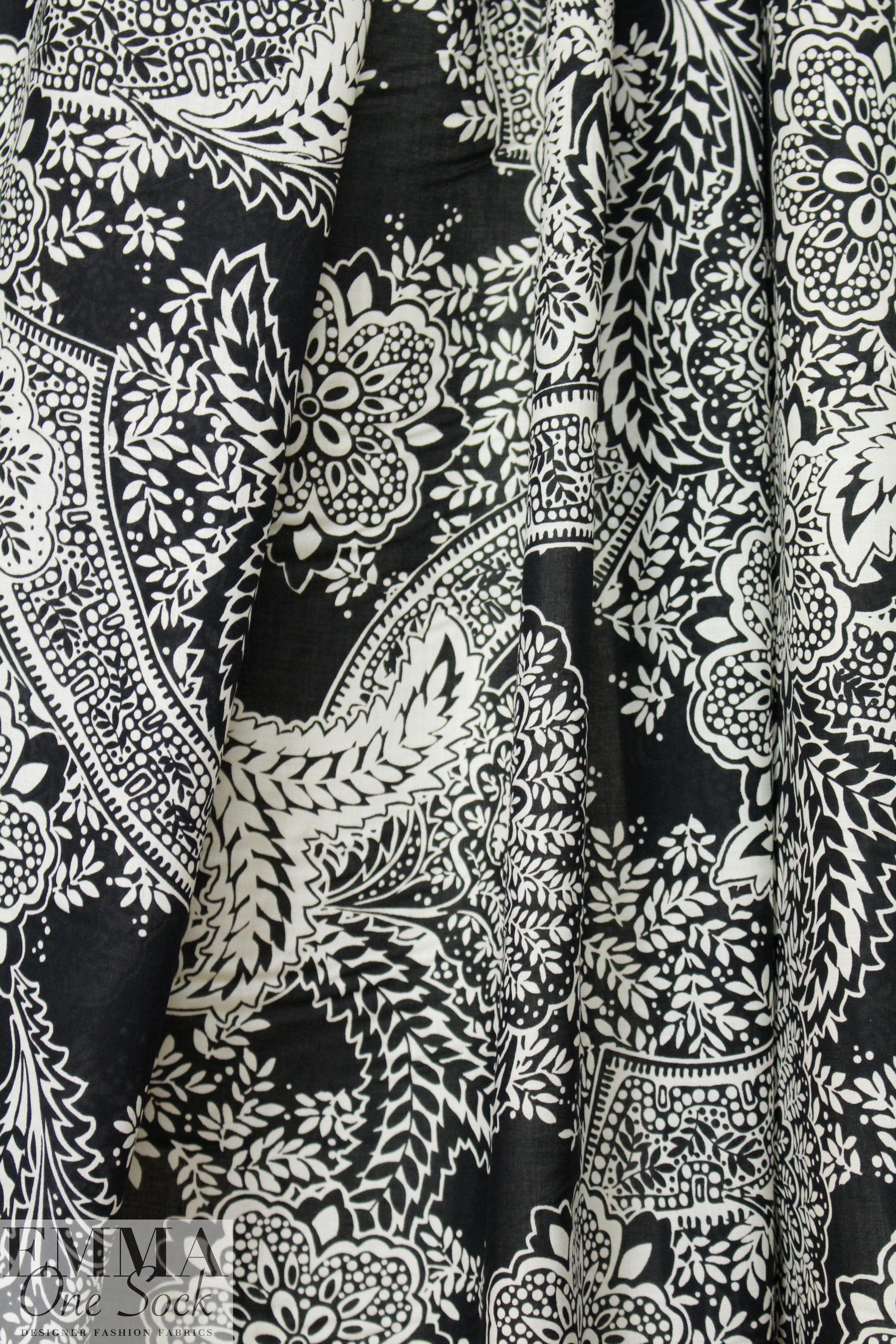 Italian decorative paisley cotton voile
