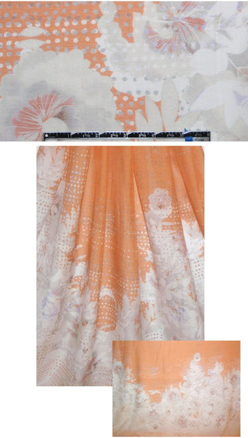 Tahari apricot floral silk/cotton voile panel