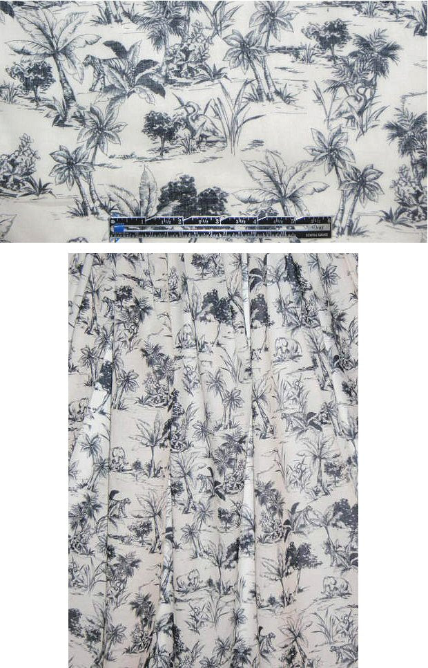 NY designer cotton black/off white toile voile