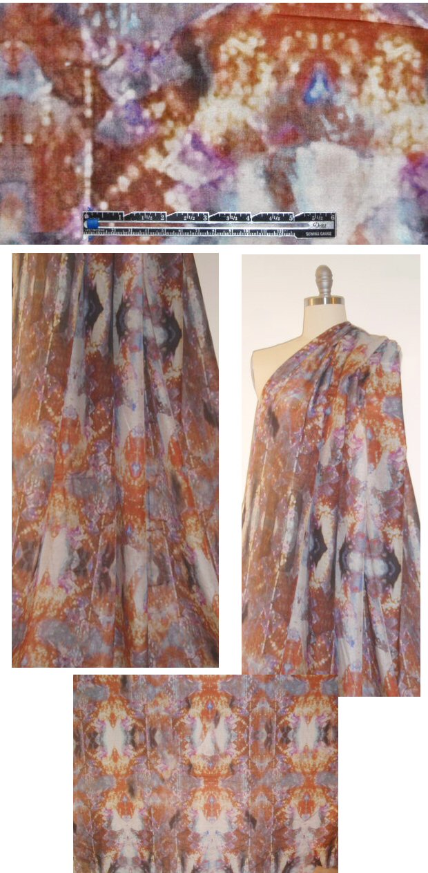 Italian tribal abstract medallion cotton/silk voile 1.75 yds