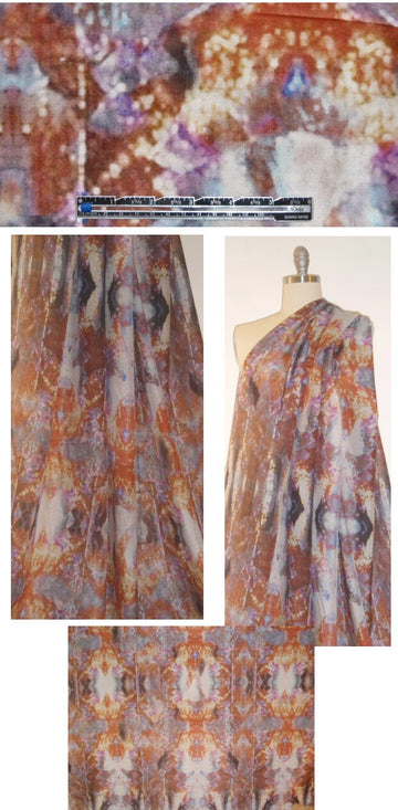 Italian tribal abstract medallion cotton/silk voile 1.75 yds