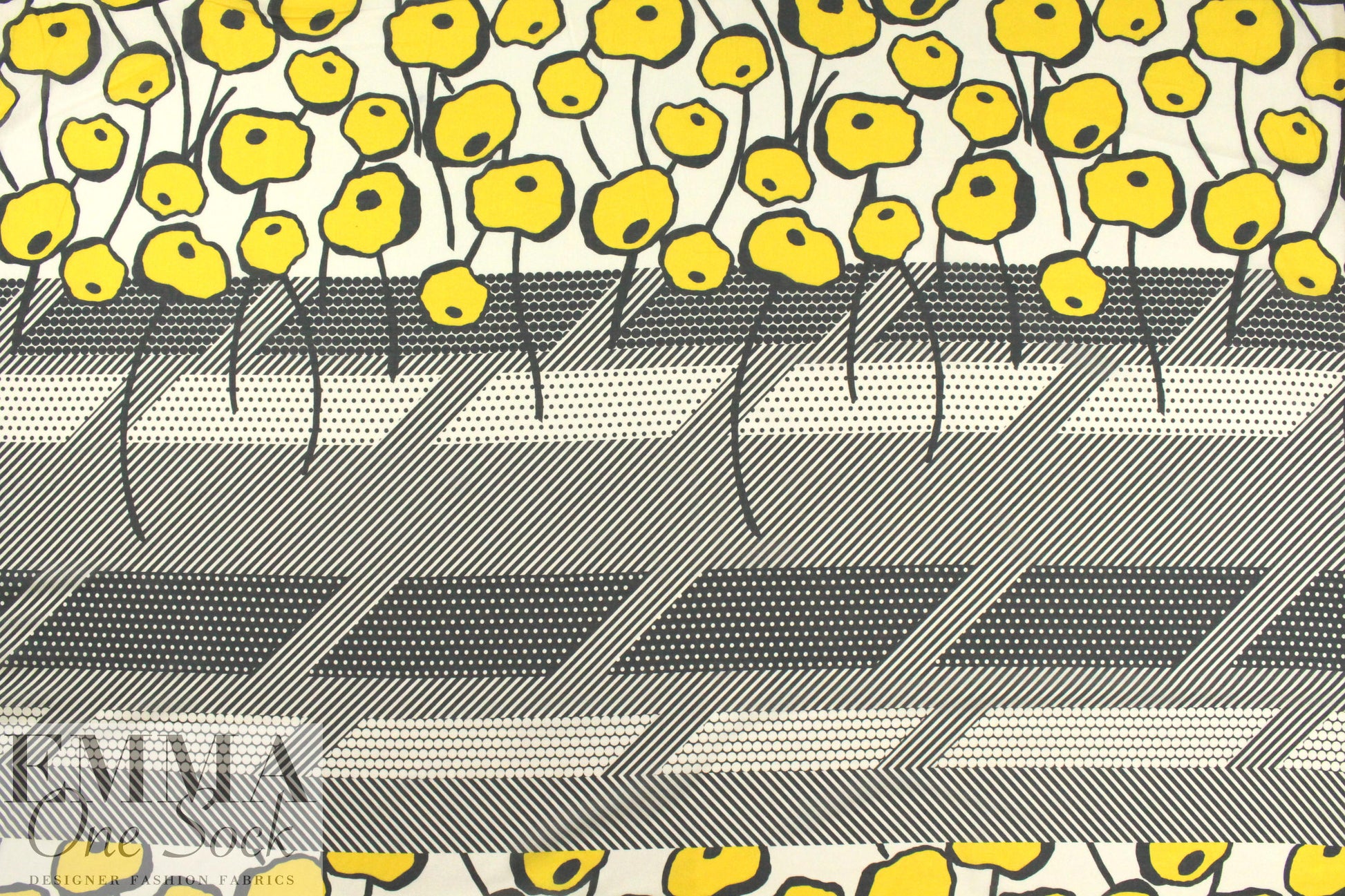 Italian pop art poppies 1.375 yds (One full panel, one partial)