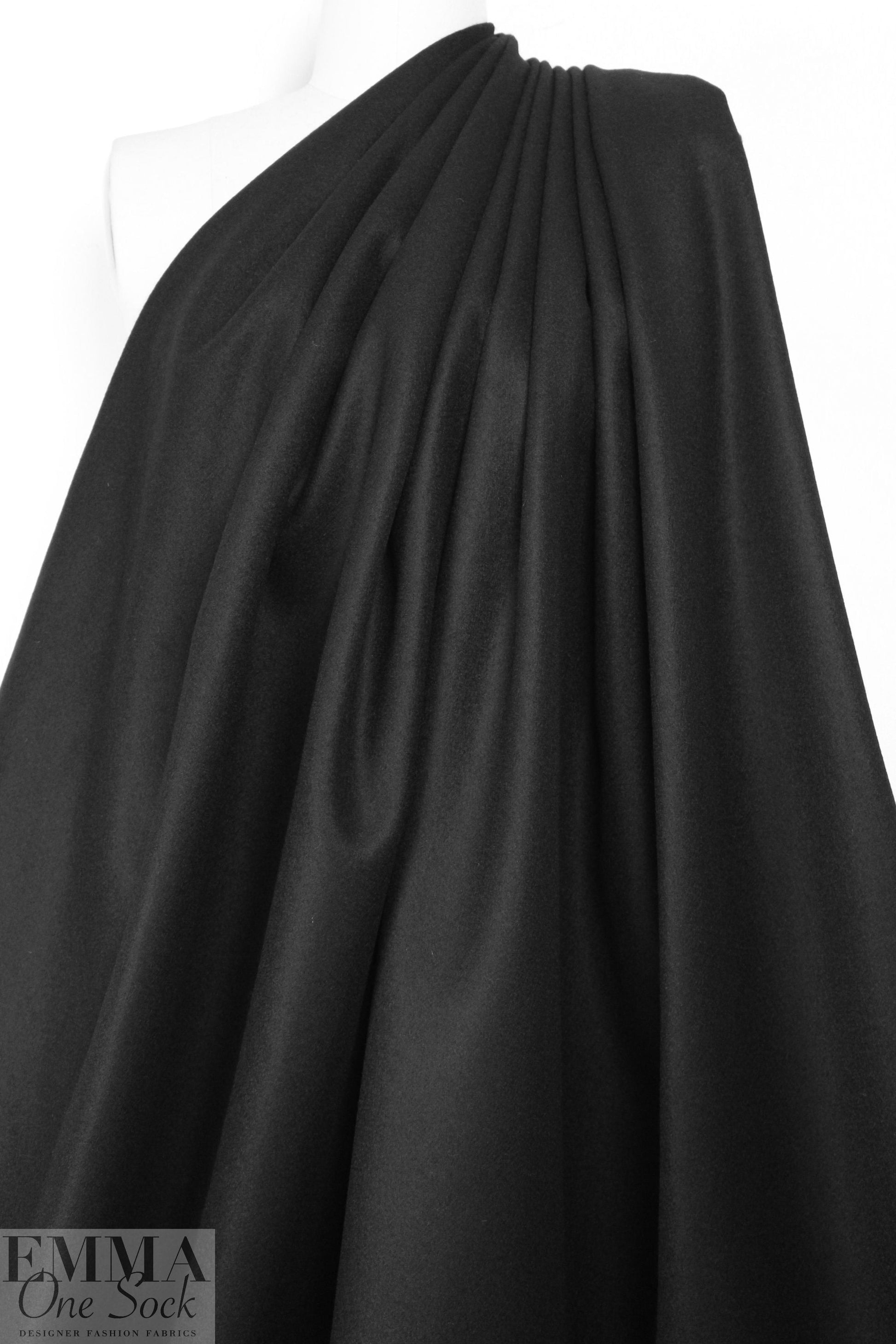 famous designer virgin wool coating - jet black 1.875 yd