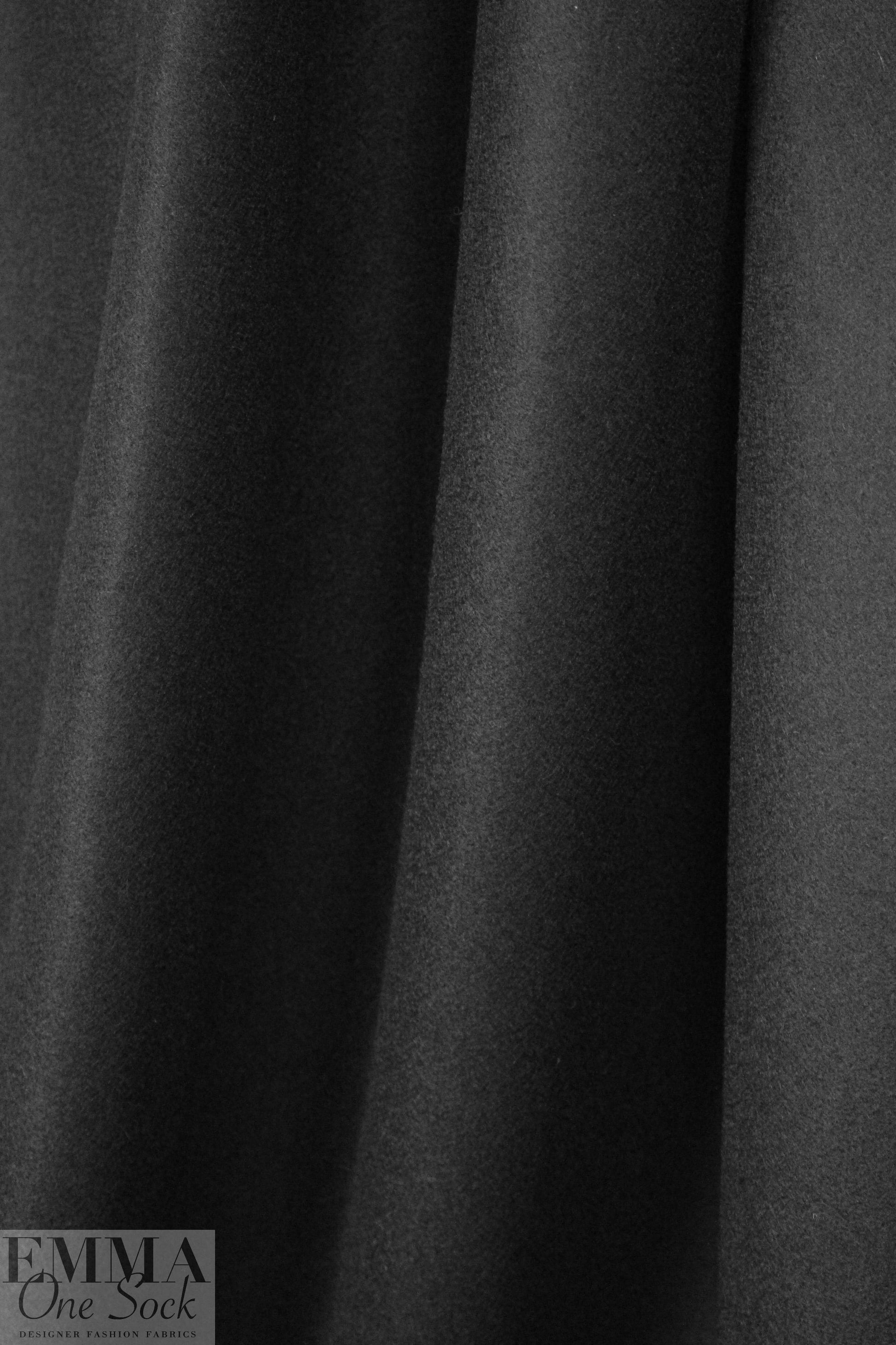 famous designer virgin wool coating - jet black