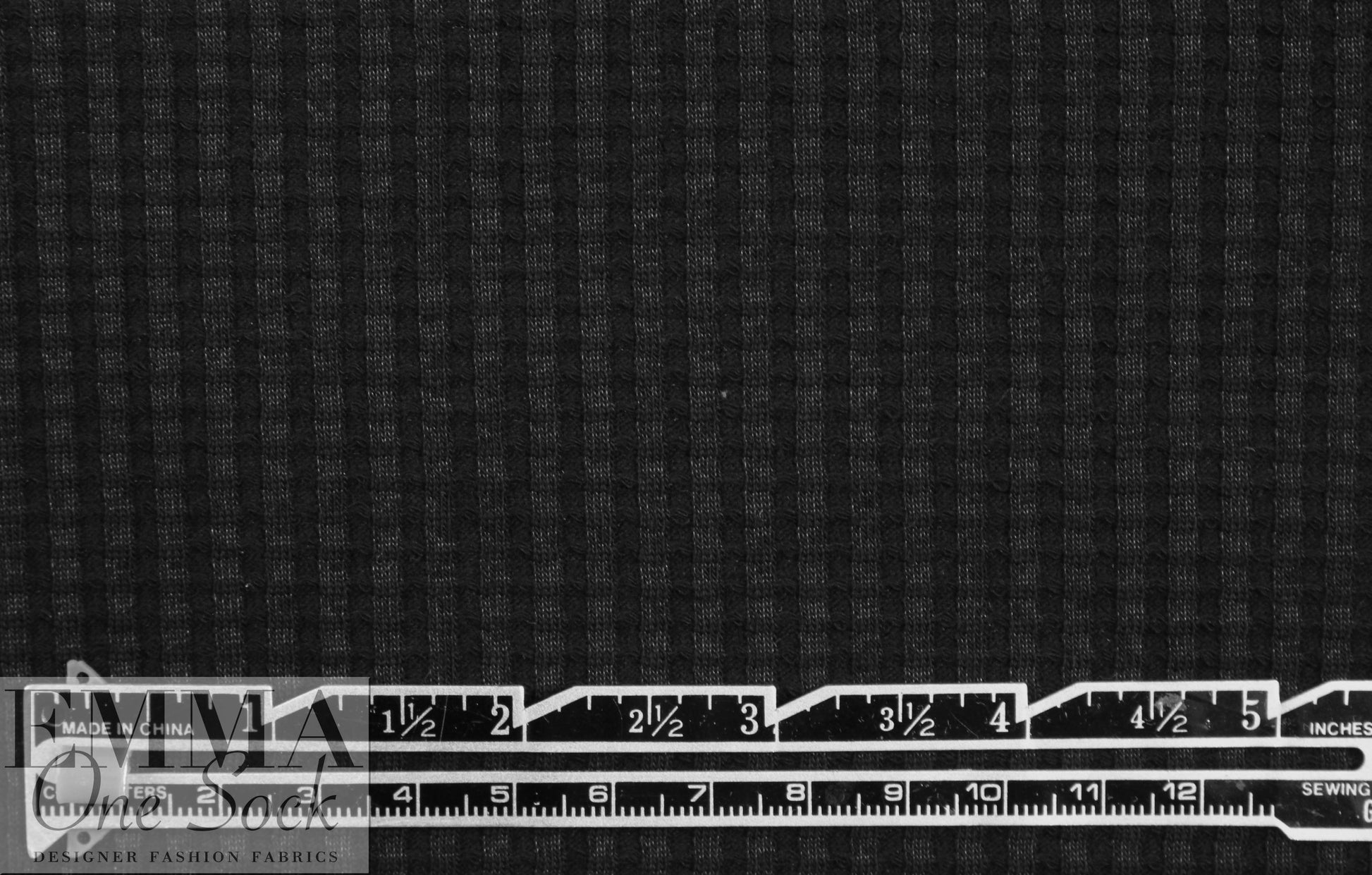 Dutch cotton waffle knit - black - Oeko-Tex certified .75 yds