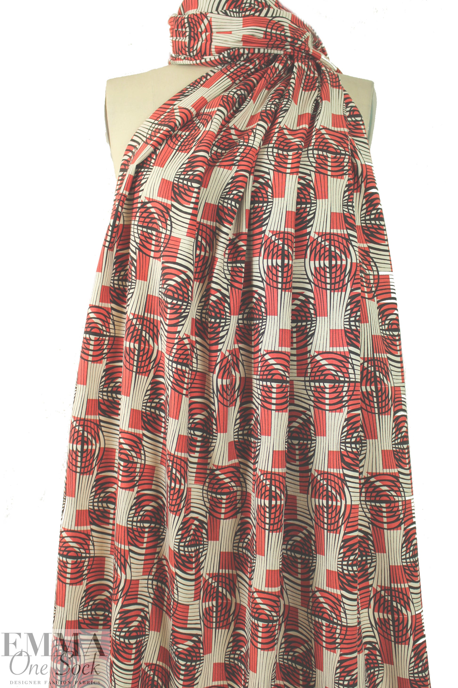 NY designer 'optical' graphic washed finish silk