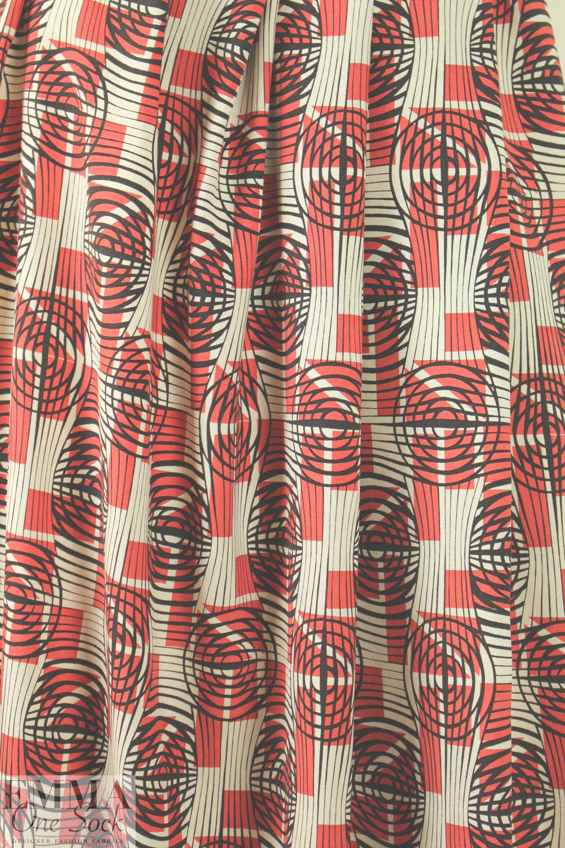 NY designer 'optical' graphic washed finish silk
