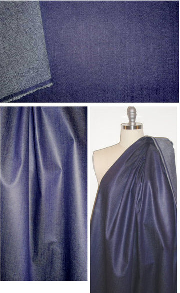 Italian purple-blue stretch 'waxed' denim
