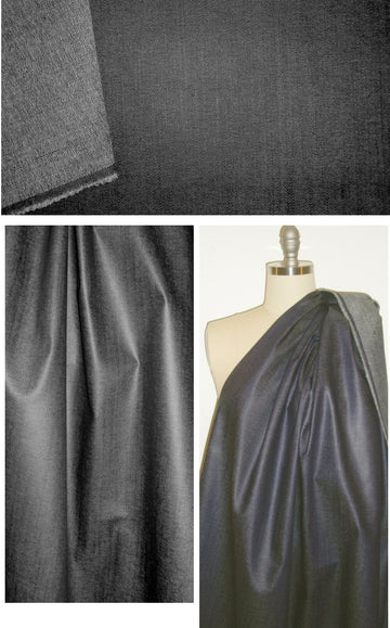 Italian off-black stretch 'waxed' denim 2.125 yds