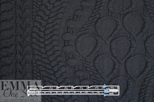 CA designer cable matelasse' knit - black 1.75 yd