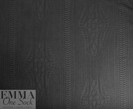CA designer cable matelasse' knit - black 1.75 yd