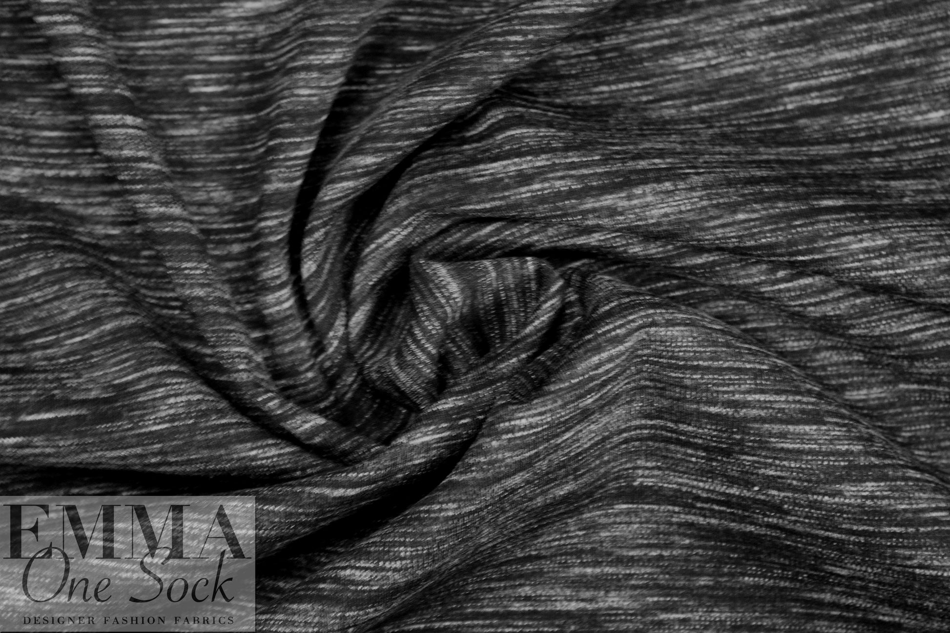 CA designer space dyed ponte - creamy white on black .5 yds