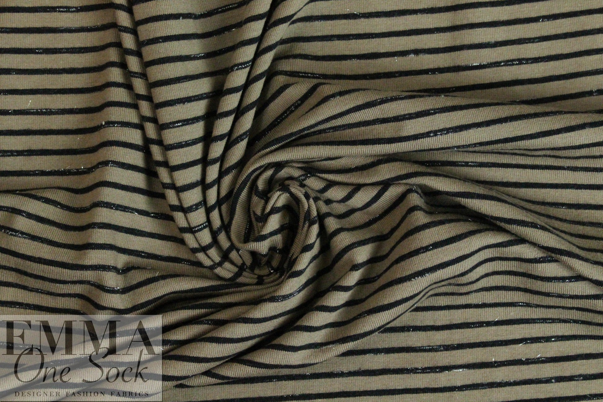 French mocha/black/lurex striped cotton blend knit