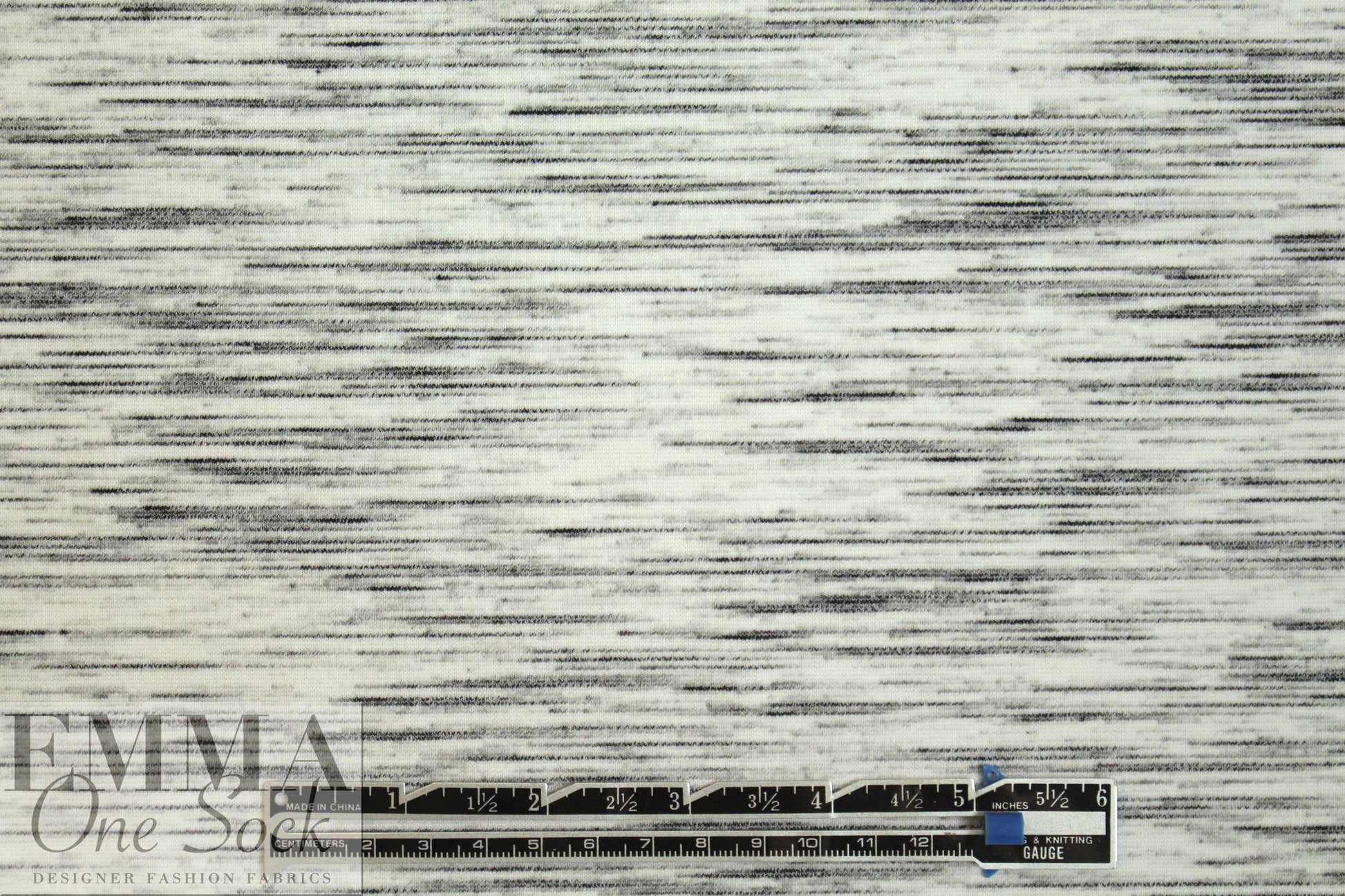 CA designer space dyed ponte - black on creamy white 1.875 yd
