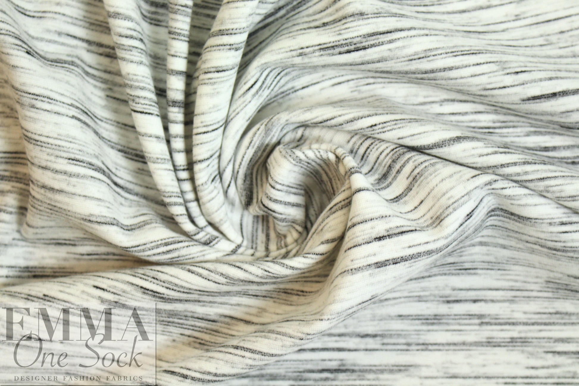 CA designer space dyed ponte - black on creamy white 1.875 yd