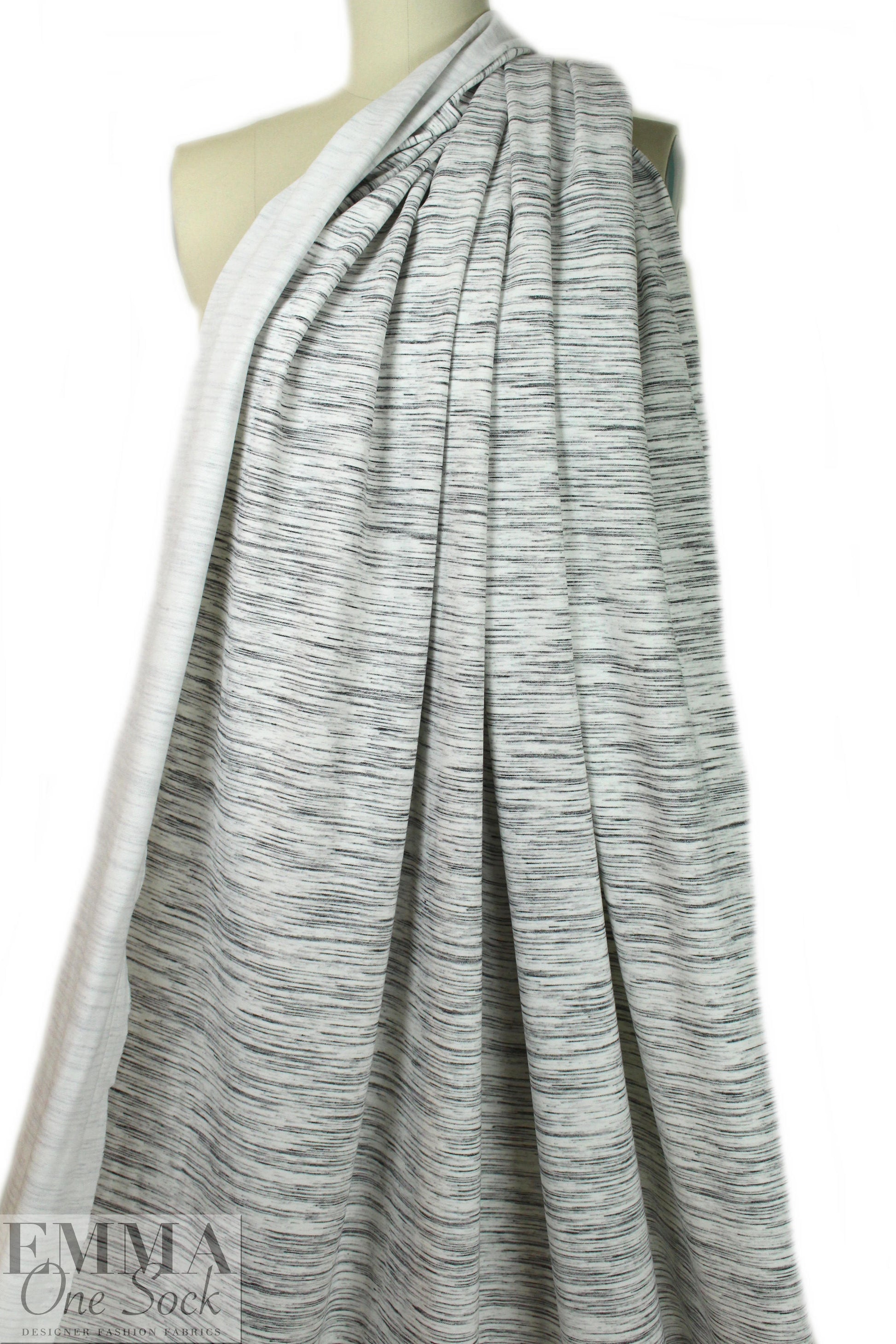 CA designer space dyed ponte - black on creamy white