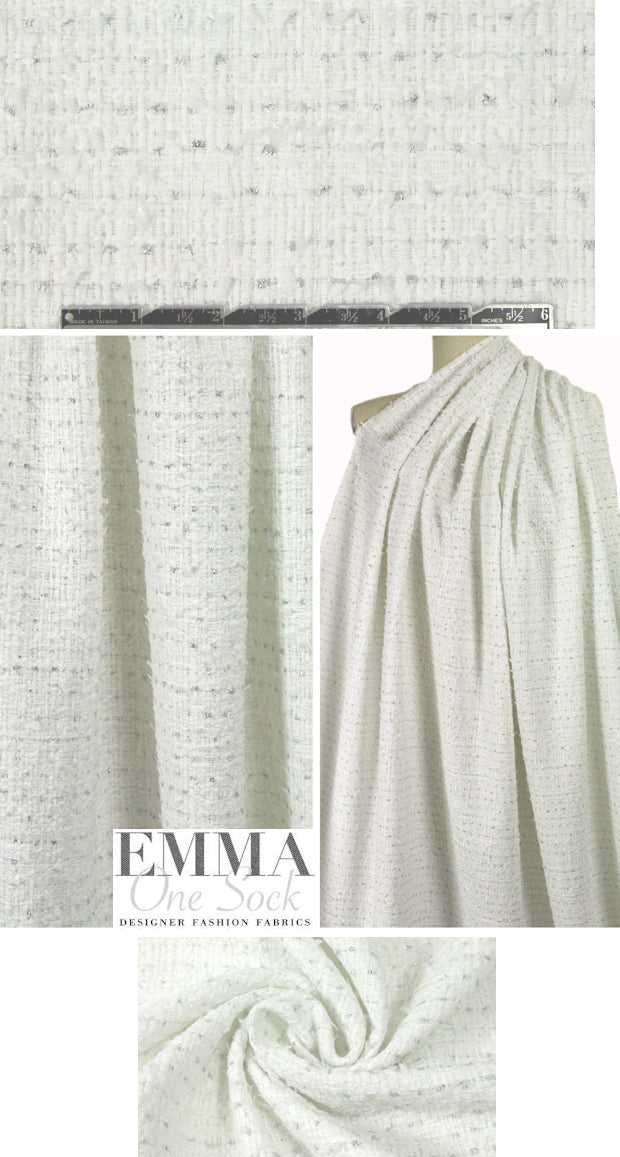 Oday Shak@r fancy basketweave boucle' - white/silver