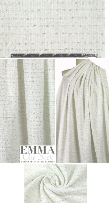Oday Shak@r fancy basketweave boucle' - white/silver
