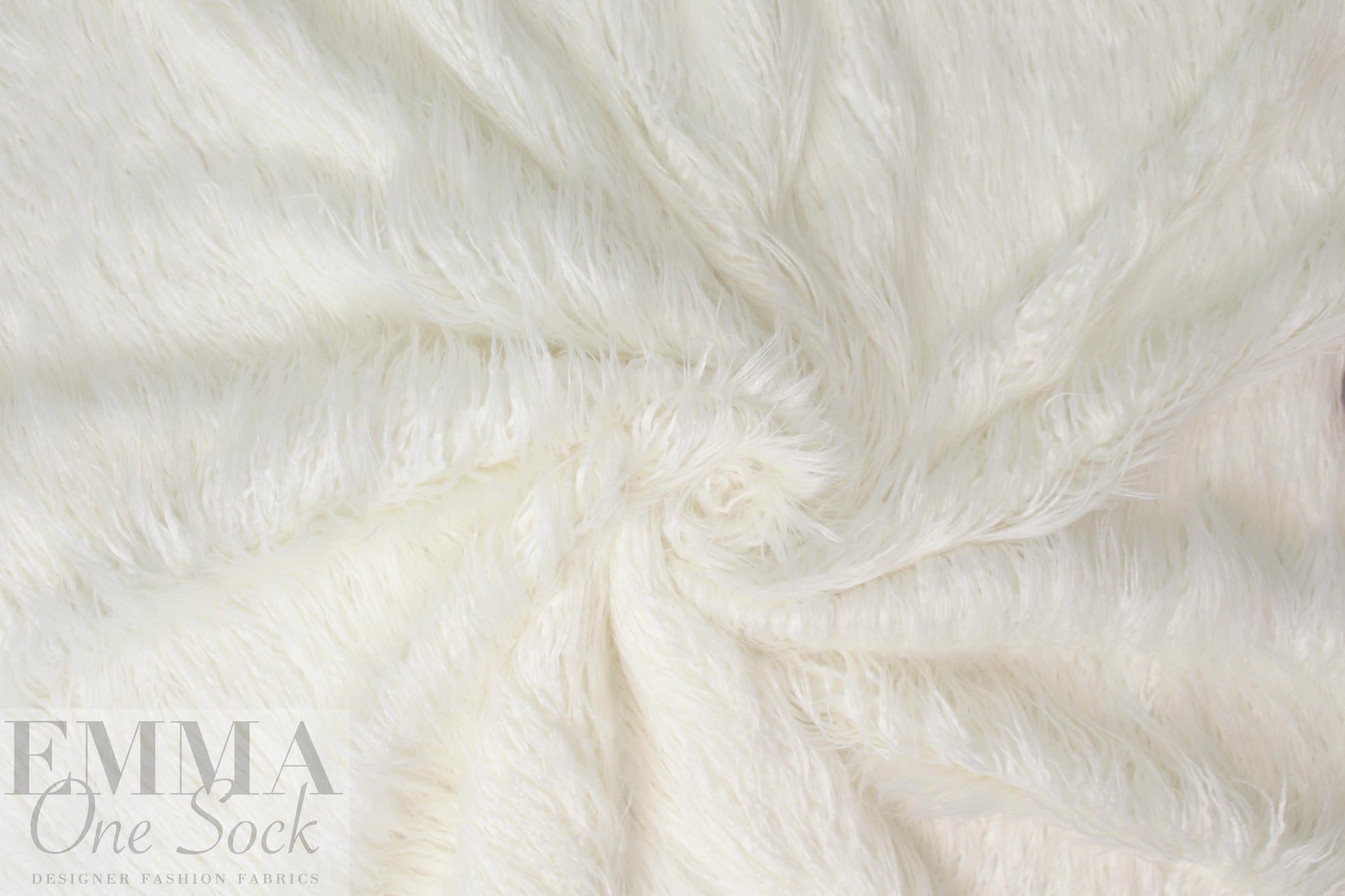 NY designer 'shaggy' long hair faux fur - pearly white