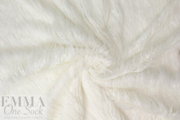 NY designer 'shaggy' long hair faux fur - pearly white