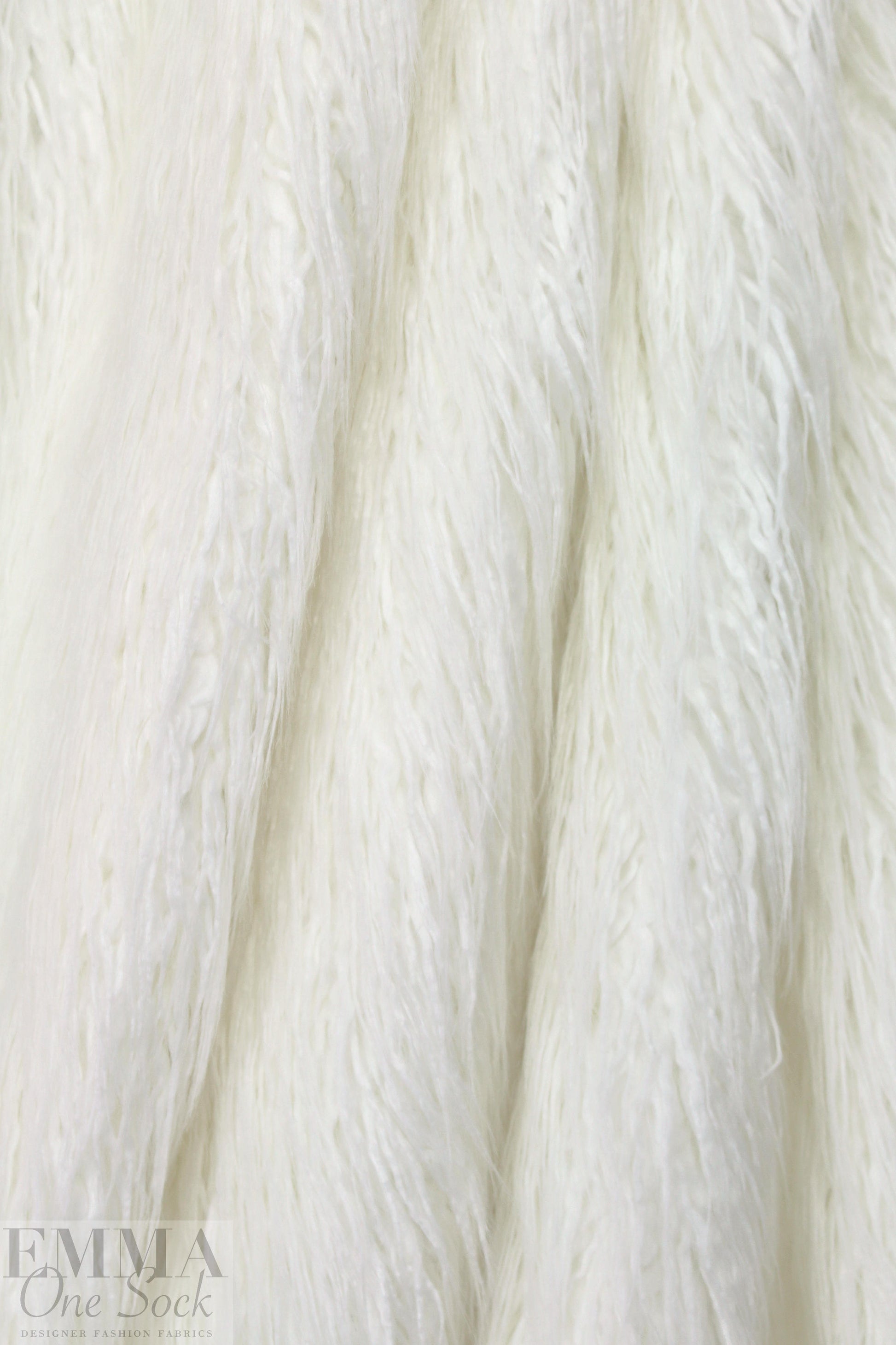NY designer 'shaggy' long hair faux fur - pearly white