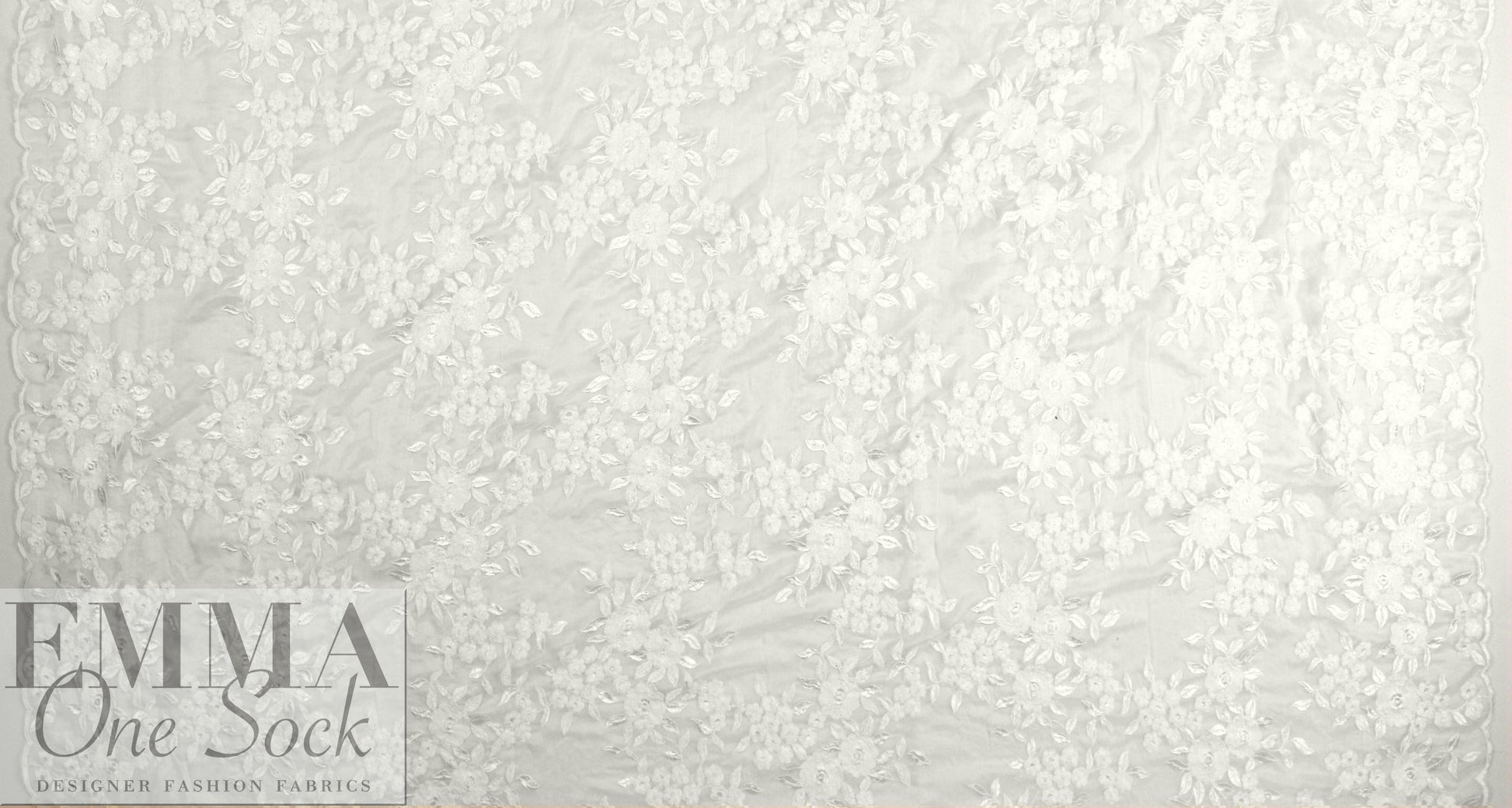 NY designer double scallop lace - soft white