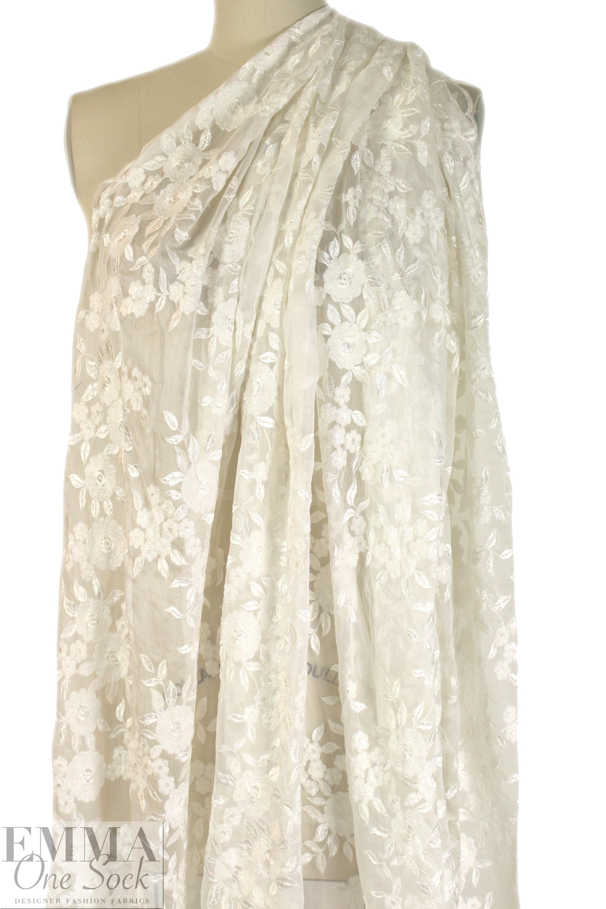 NY designer double scallop lace - soft white