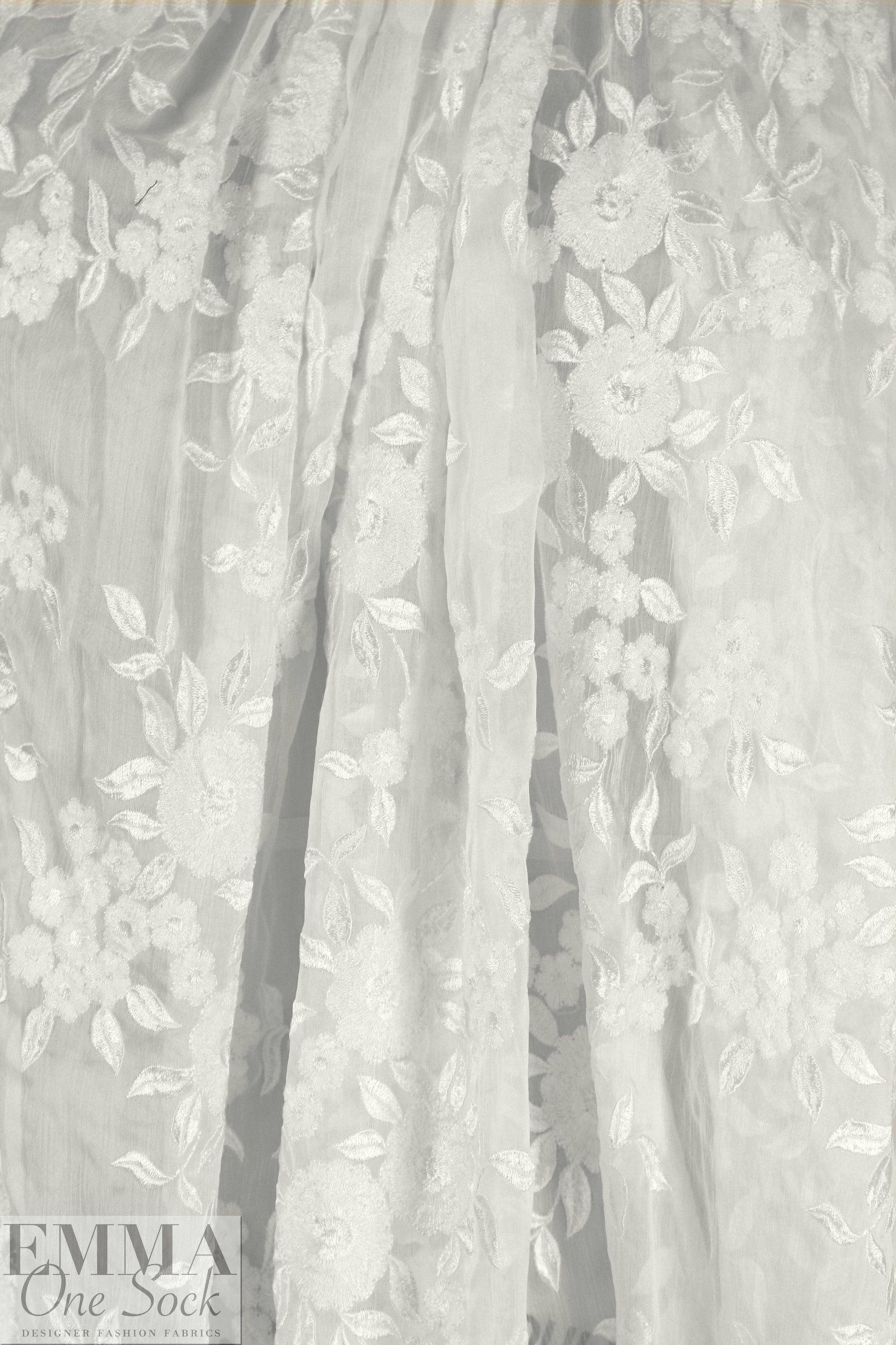 NY designer double scallop lace - soft white