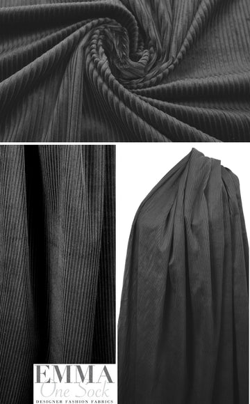 Italian wide wale corduroy - black