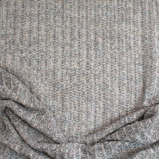 sweater knit, chunky rib luxury wool blend 'winter fog'