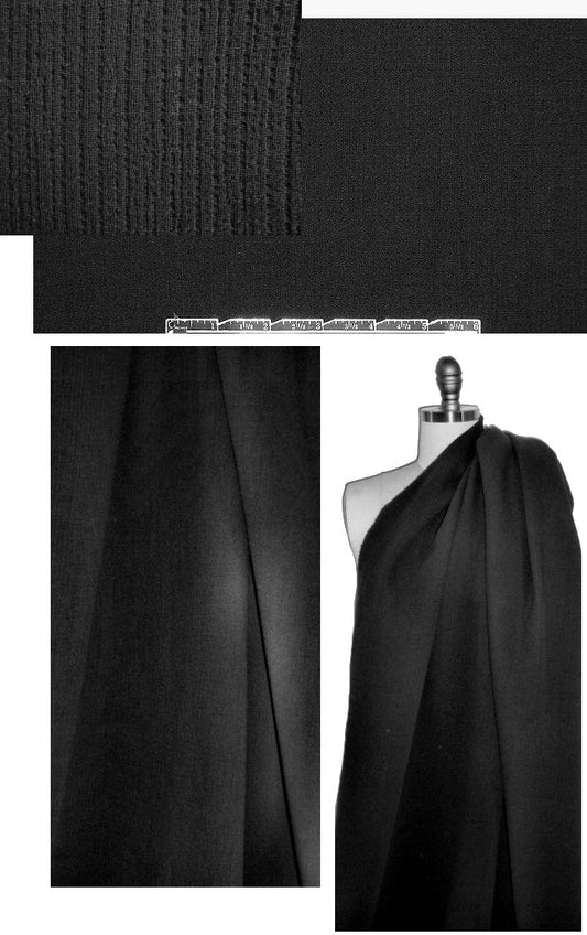 NY designer 2-ply textured wool doublecloth- black