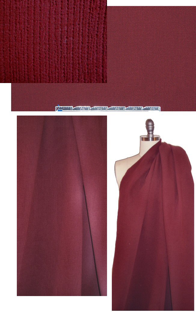 NY designer 2-ply textured wool doublecloth- garnet