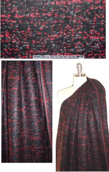 Italian black/red/gray thick wool sweater knit