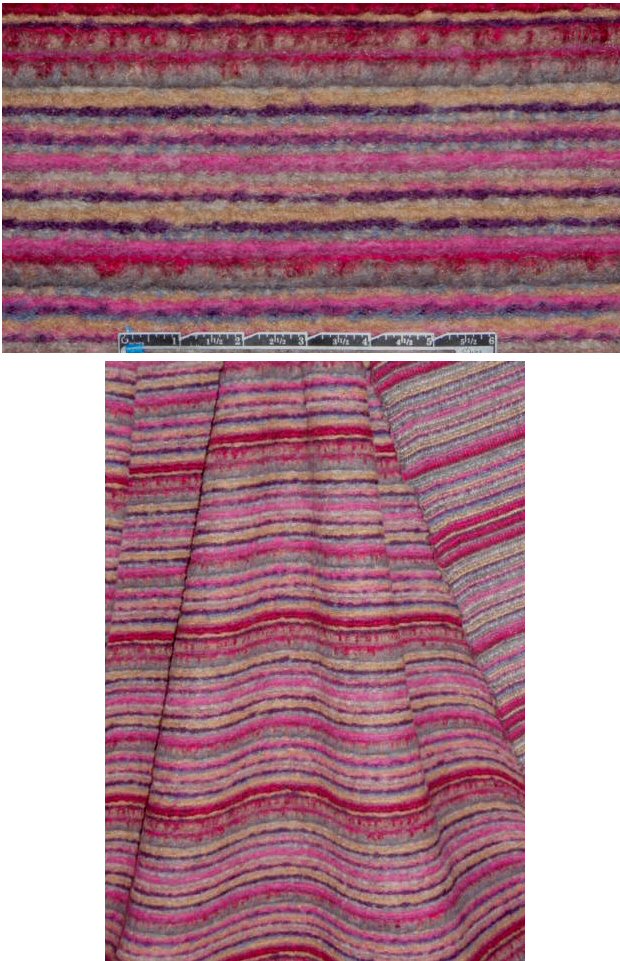 Italian 'boiled' wool sweater - plum tones stripe 1.66 yd