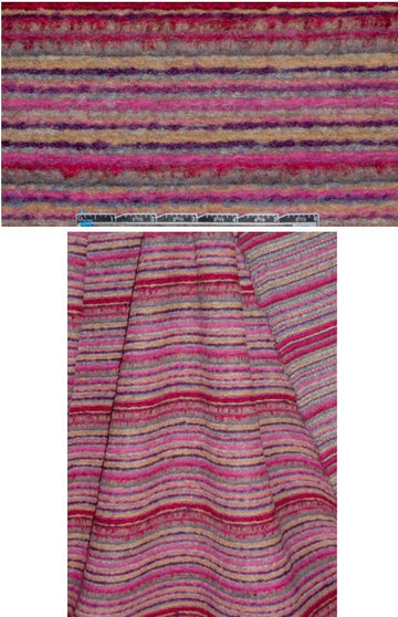 Italian 'boiled' wool sweater - plum tones stripe 1.66 yd