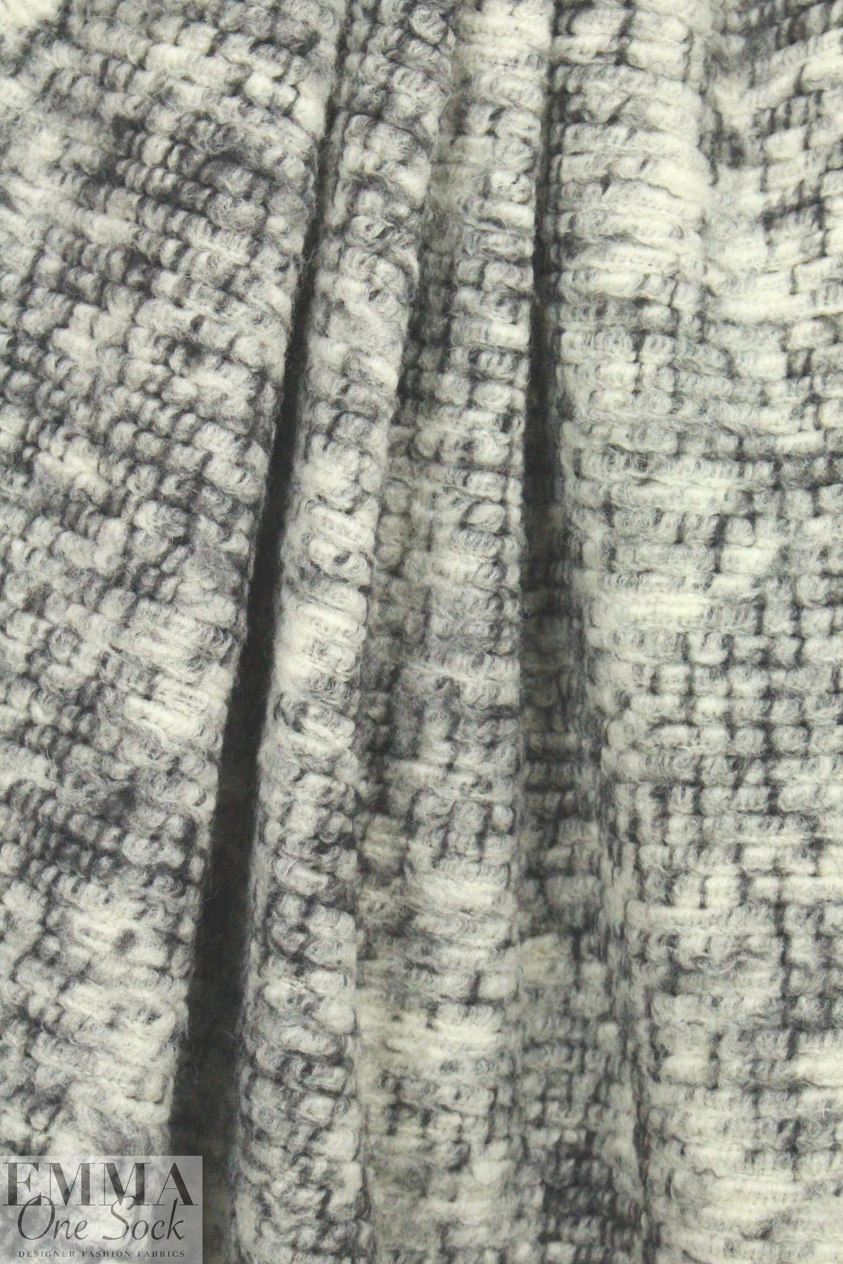 Italian wool boucle' - black/winter white 2 yd