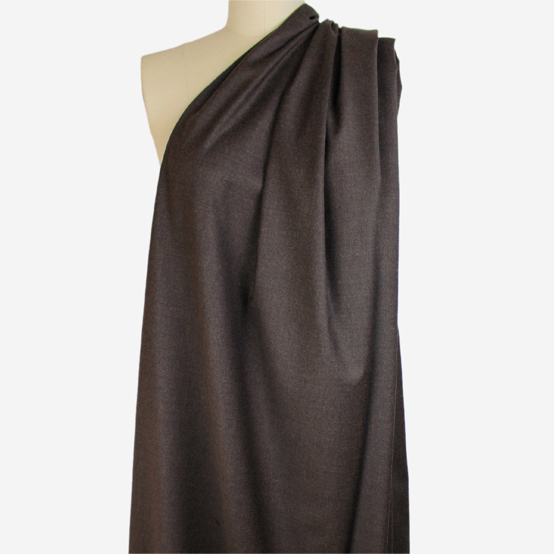 European stretch wool blend twill suiting - roasted coffee 2.125 yd