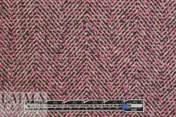 designer pink/chocolate wool blend herringbone woven