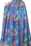 famous designer flowers on blue wool/silk woven