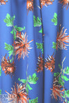 famous designer flowers on blue wool/silk woven 1.5 yd