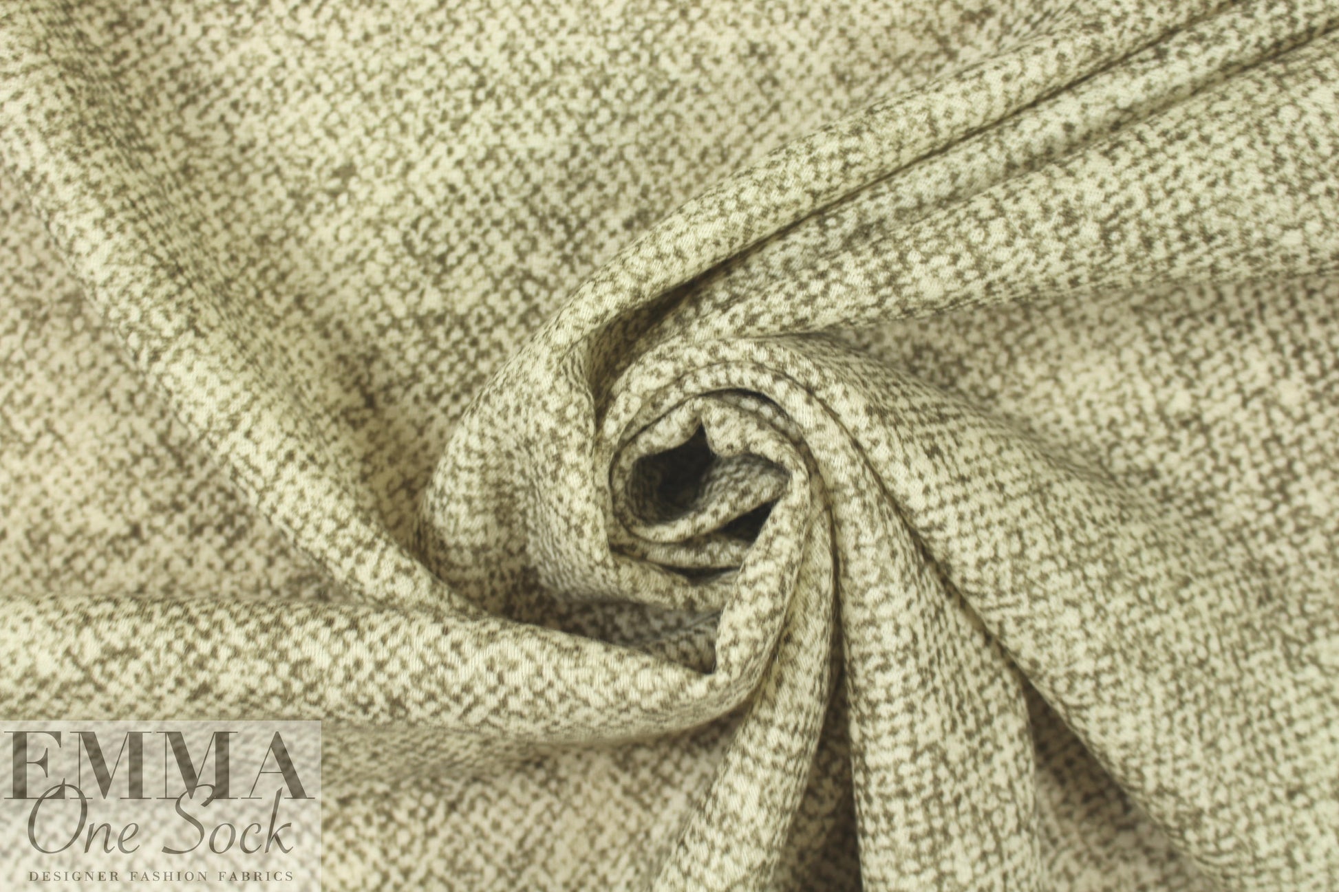 Italian moss/cream speckle printed wool woven 1.875 yd