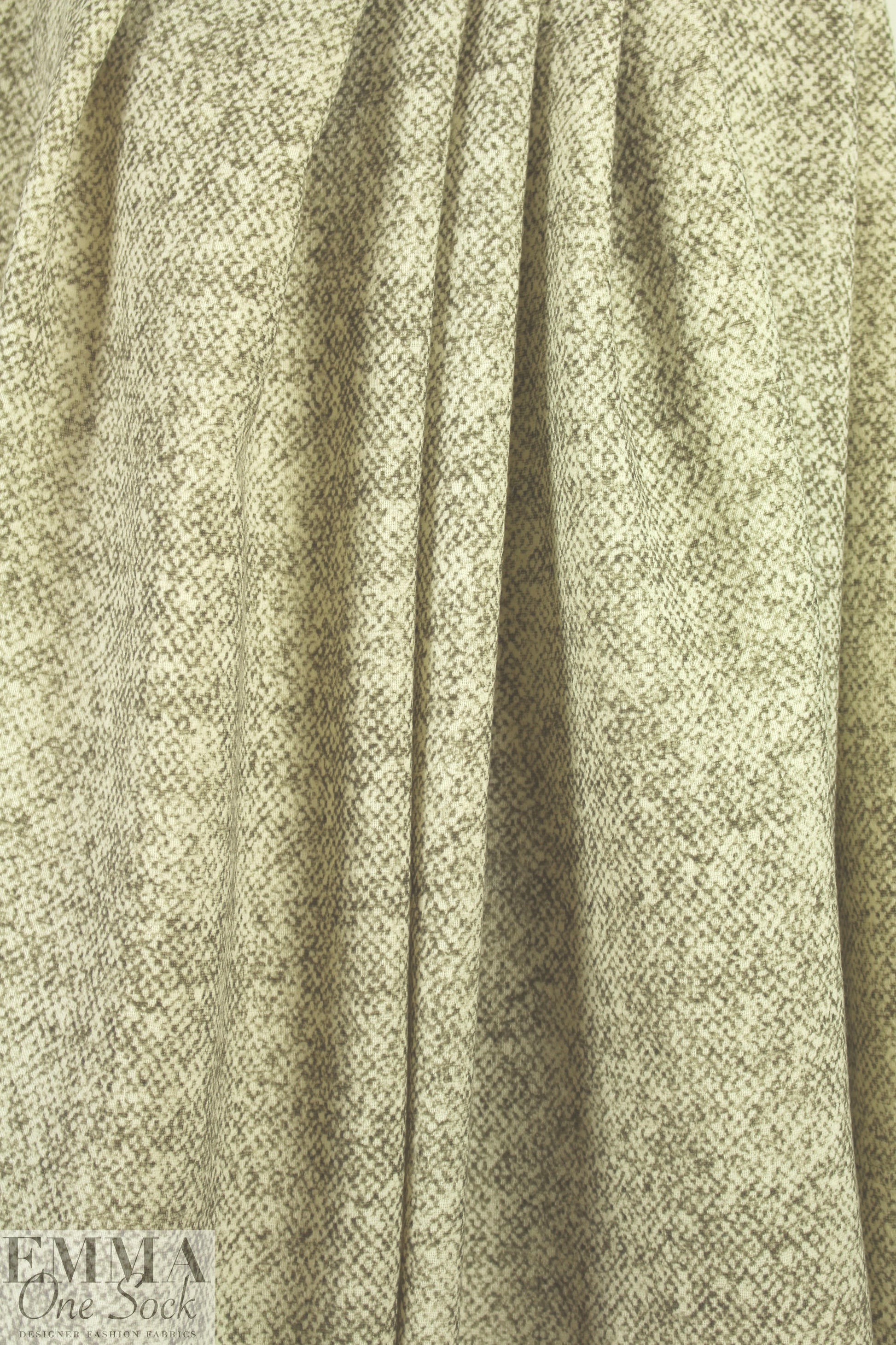 Italian moss/cream speckle printed wool woven 1.875 yd