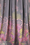 Italian floral motif printed wool blend herringbone