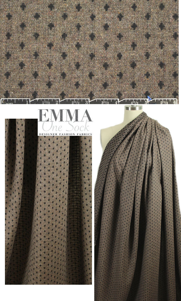 Japanese cross stitch embroidered wool - rustic brown
