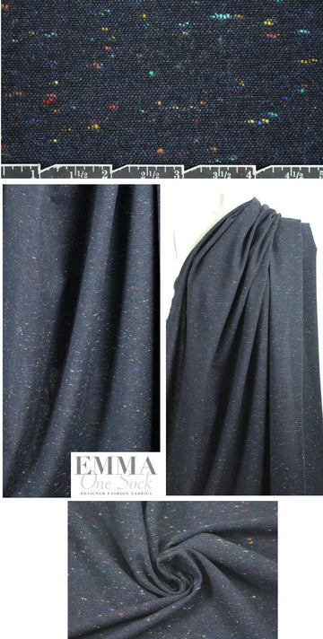 Japanese speckled midnight wool melange woven 1.375 yd