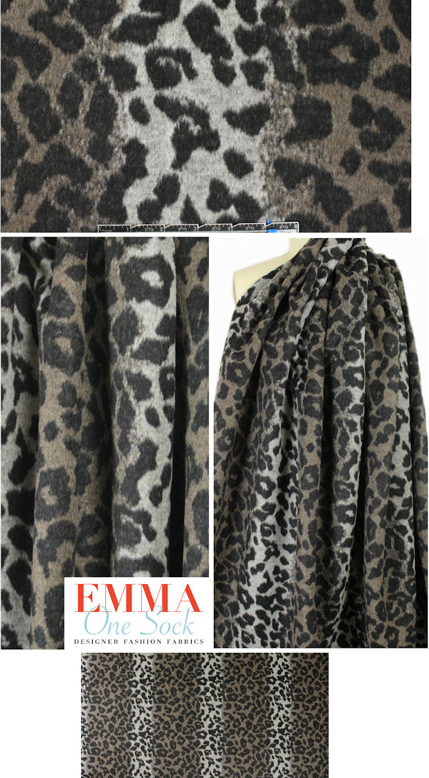 Italian textured cheetah wool blend woven