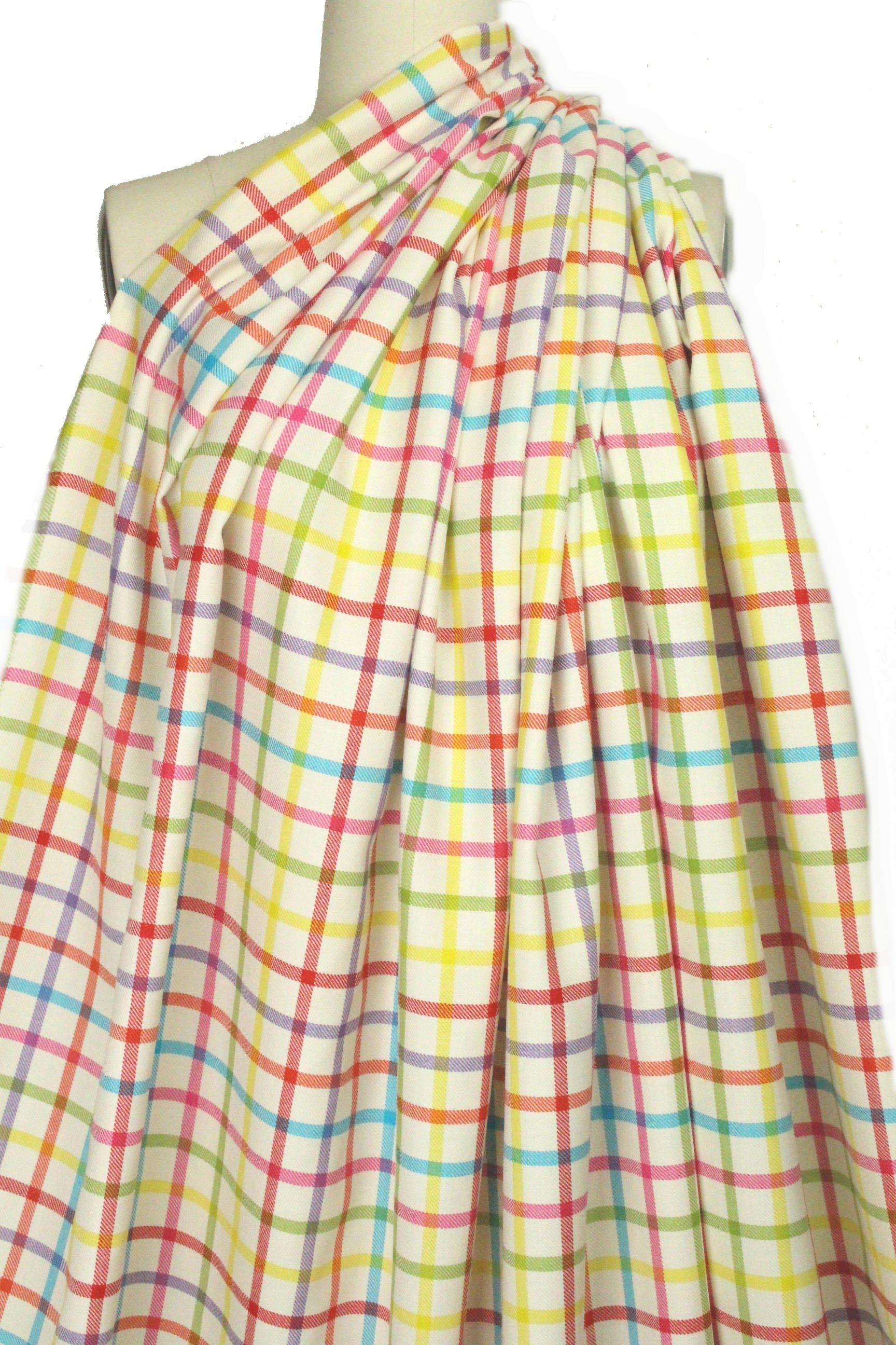 Italian colorful plaid all-wool twill weave suiting 2 yd