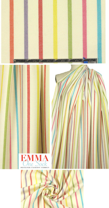 Italian colorful stripe all-wool twill weave suiting 1.875 yd