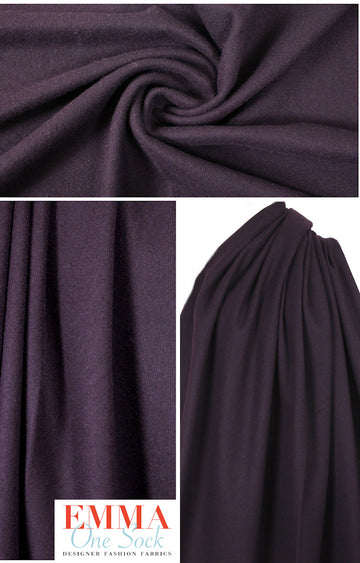 Italian textured wool blend woven - deep plum